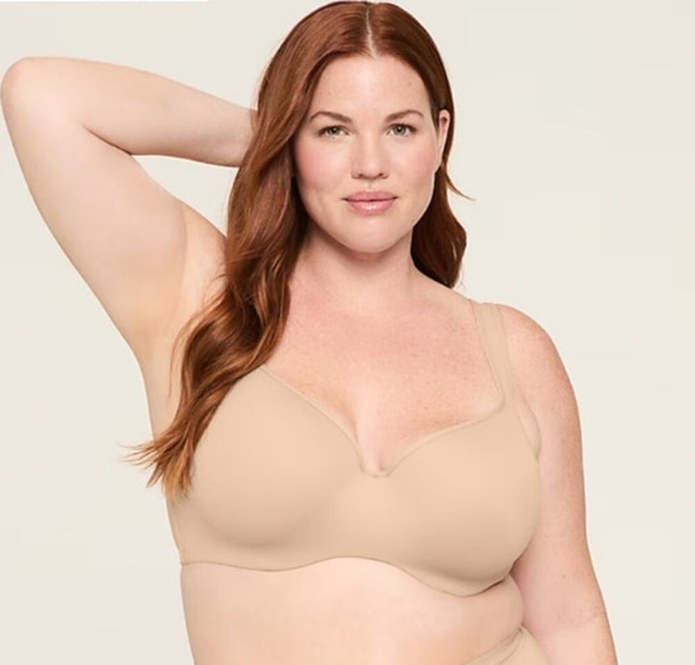 Cacique 46DD/ E Beige Smooth Lightly Lined Underwire Balconette Bra